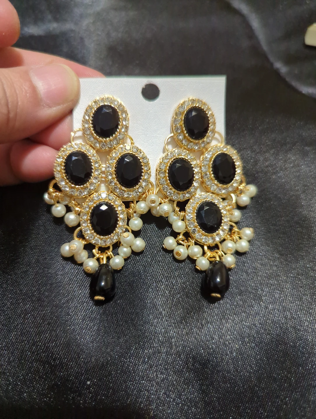 Pakistani Black and gold jewellery set - photo 3