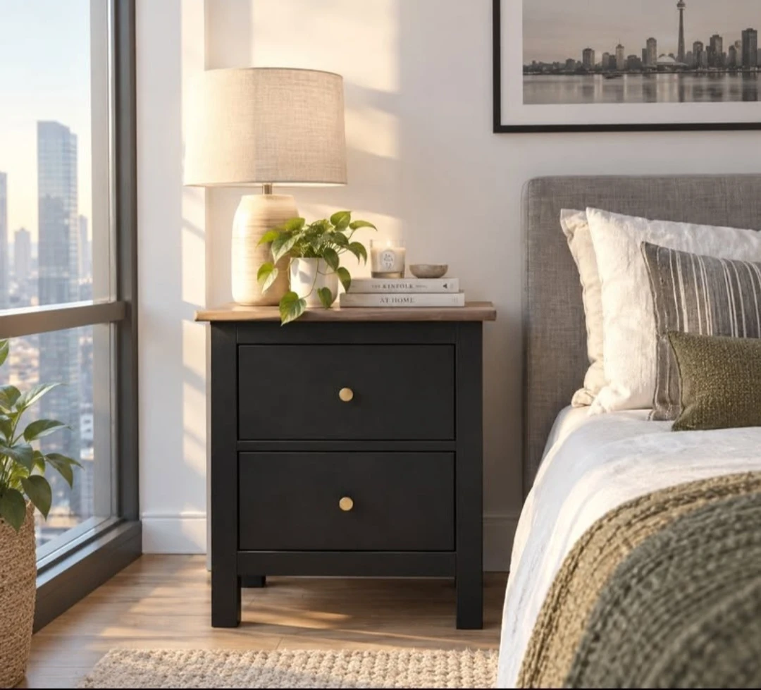 2 newly refinished solid wood nightstands - photo 2