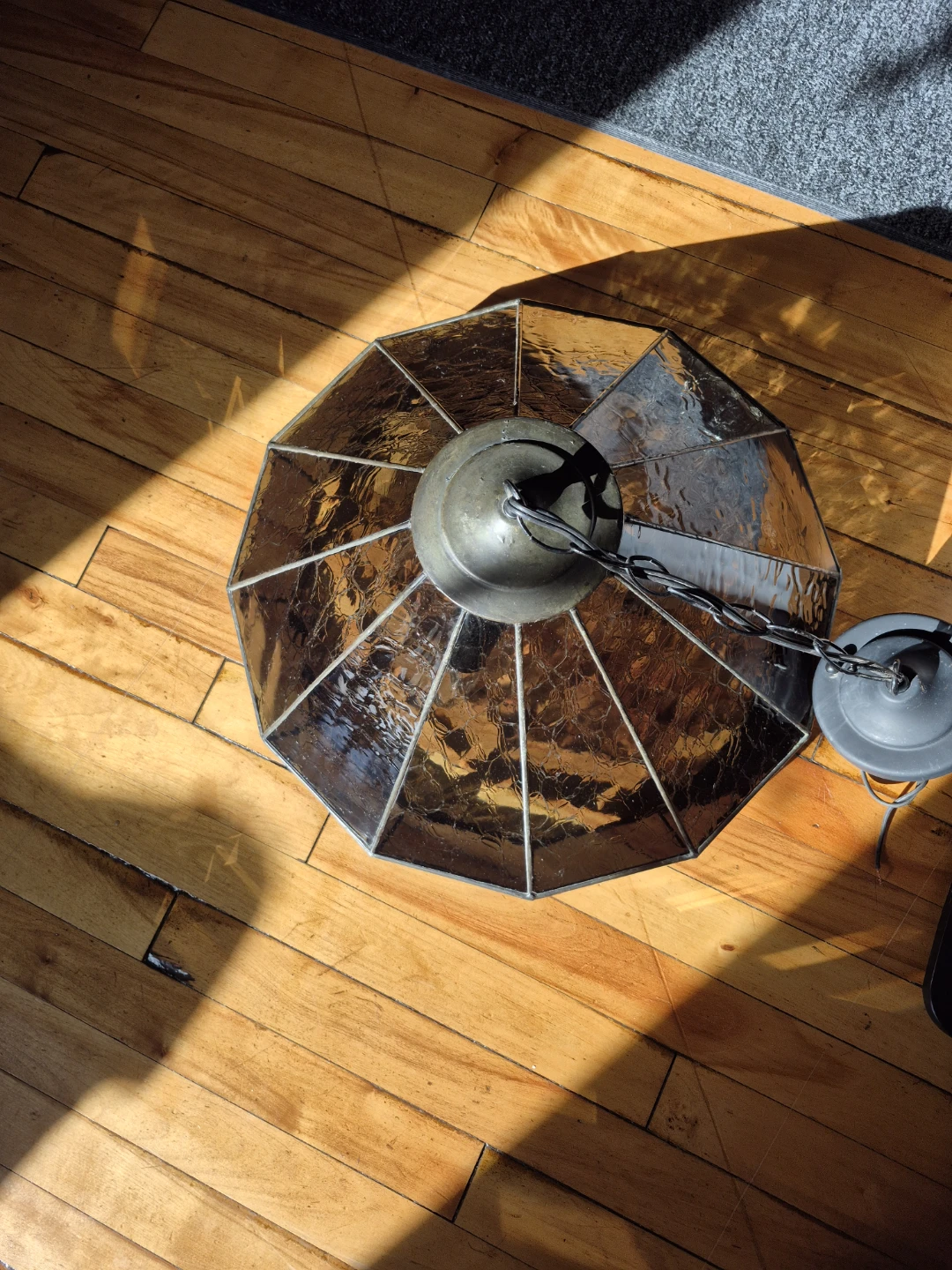Black panel, clear prisms stain glass hanging light - photo 4