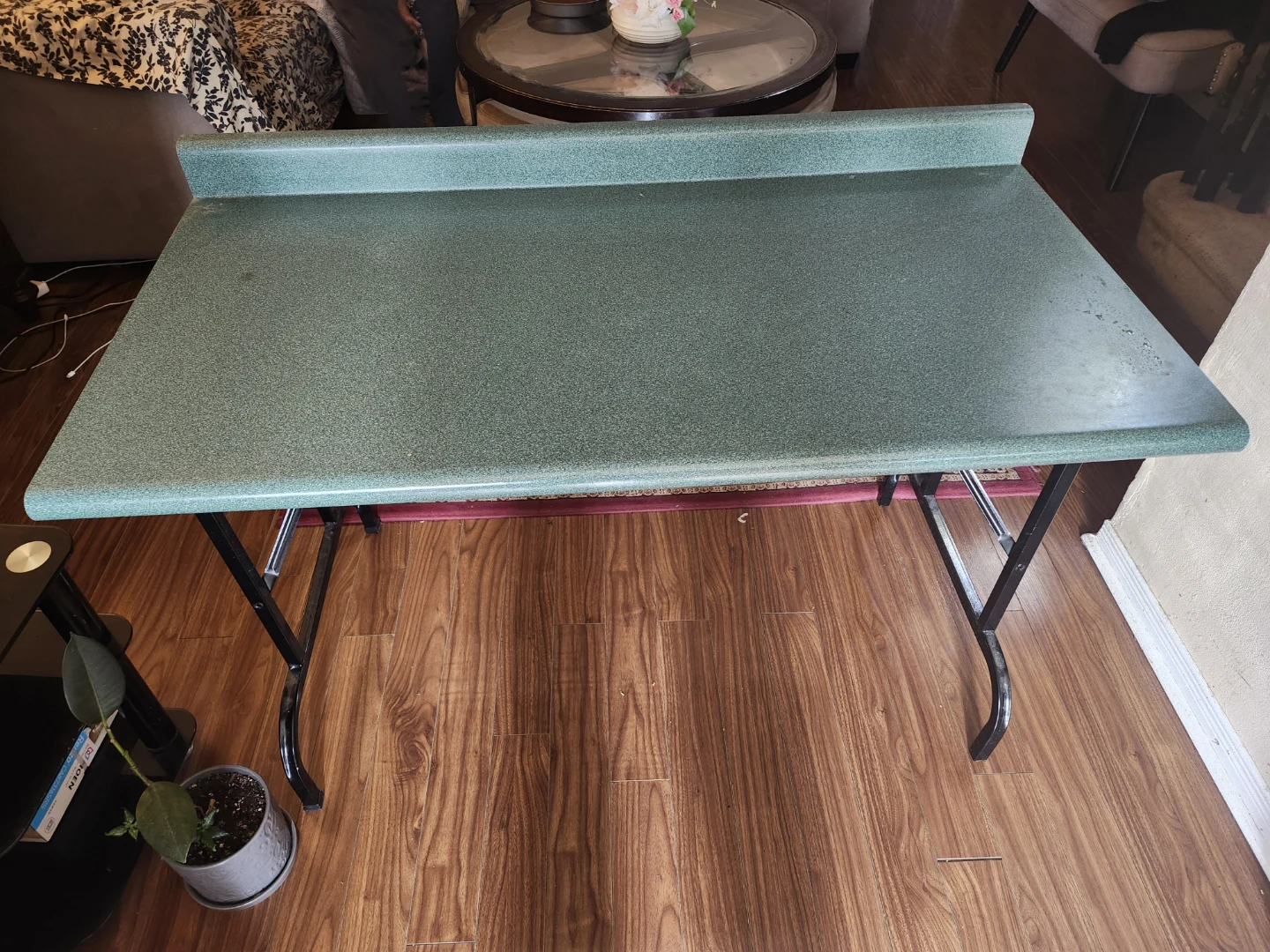 Foldable Green Laminate Countertop Table