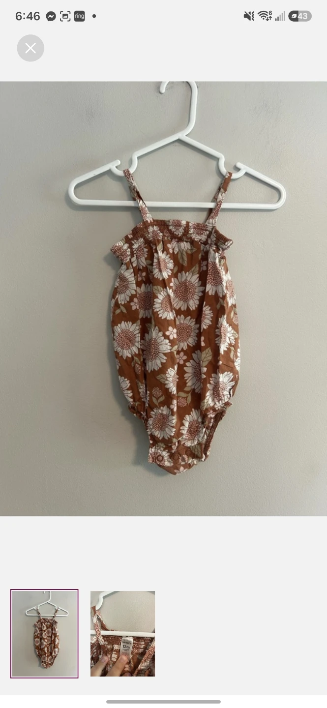 Carter's floral sunflower bubble romper 12m
