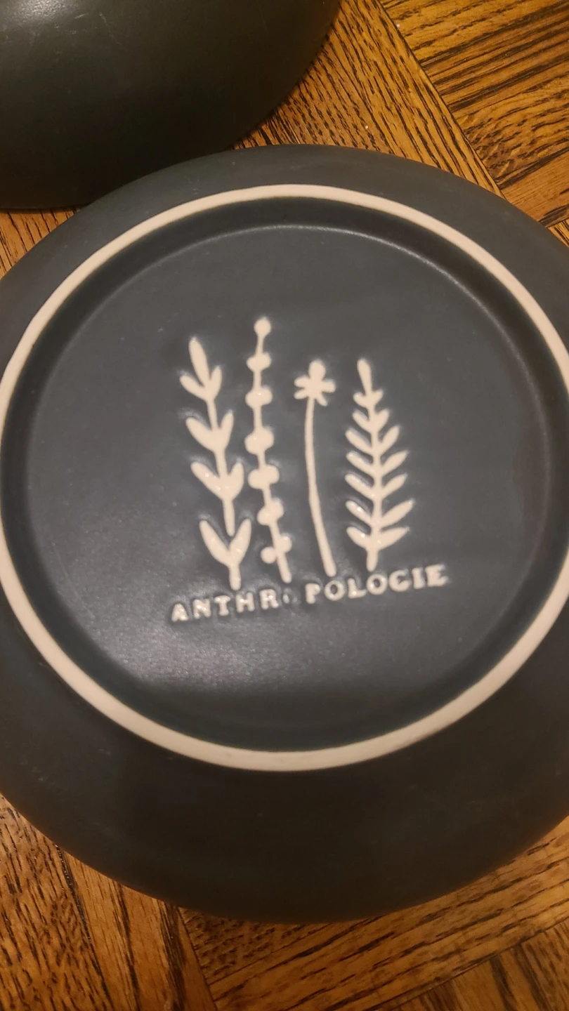 2 Anthropologie dark grey stoneware bowls