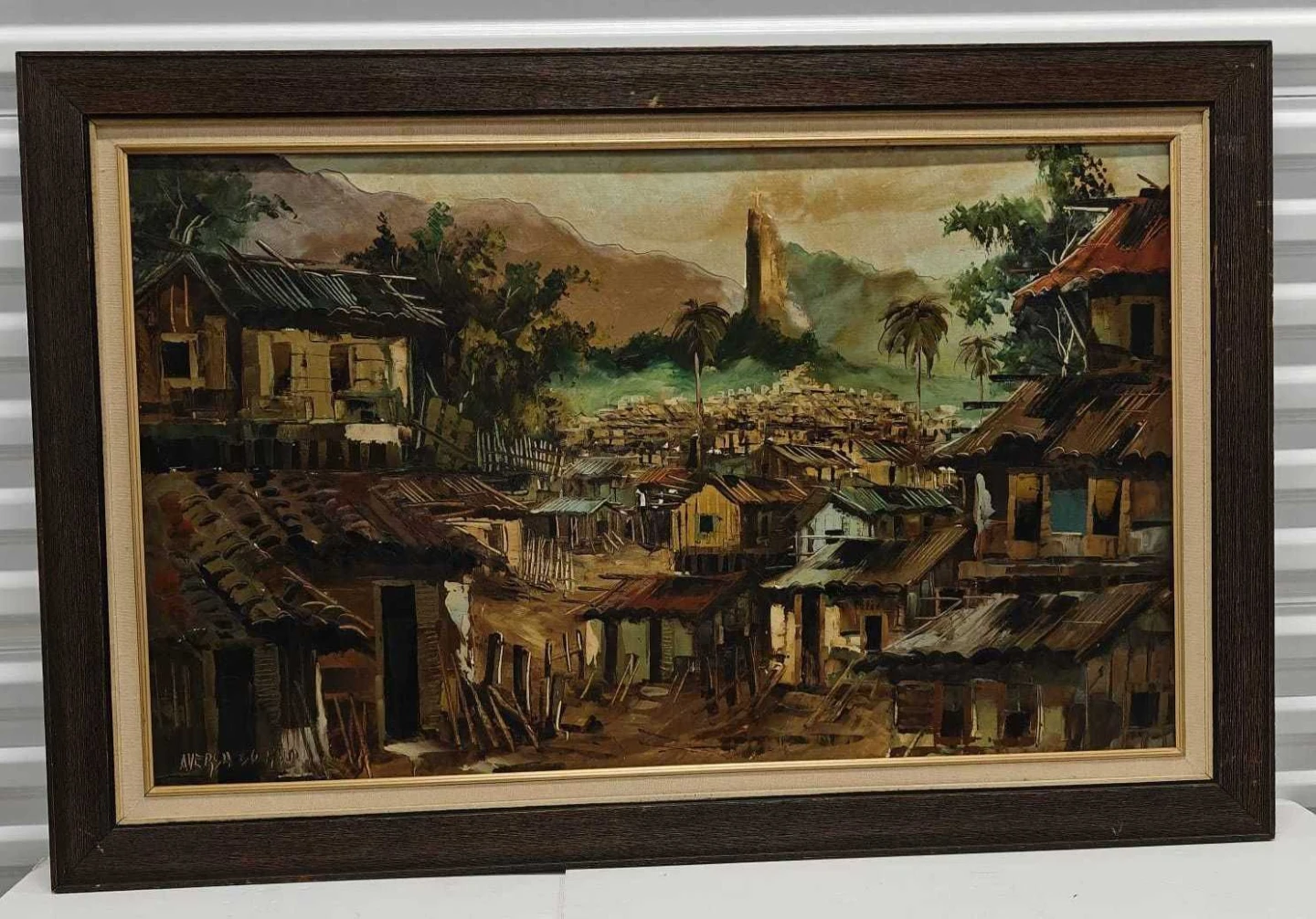 Oscar Aversa Original Oil Painting - Rio de Janeiro Favela