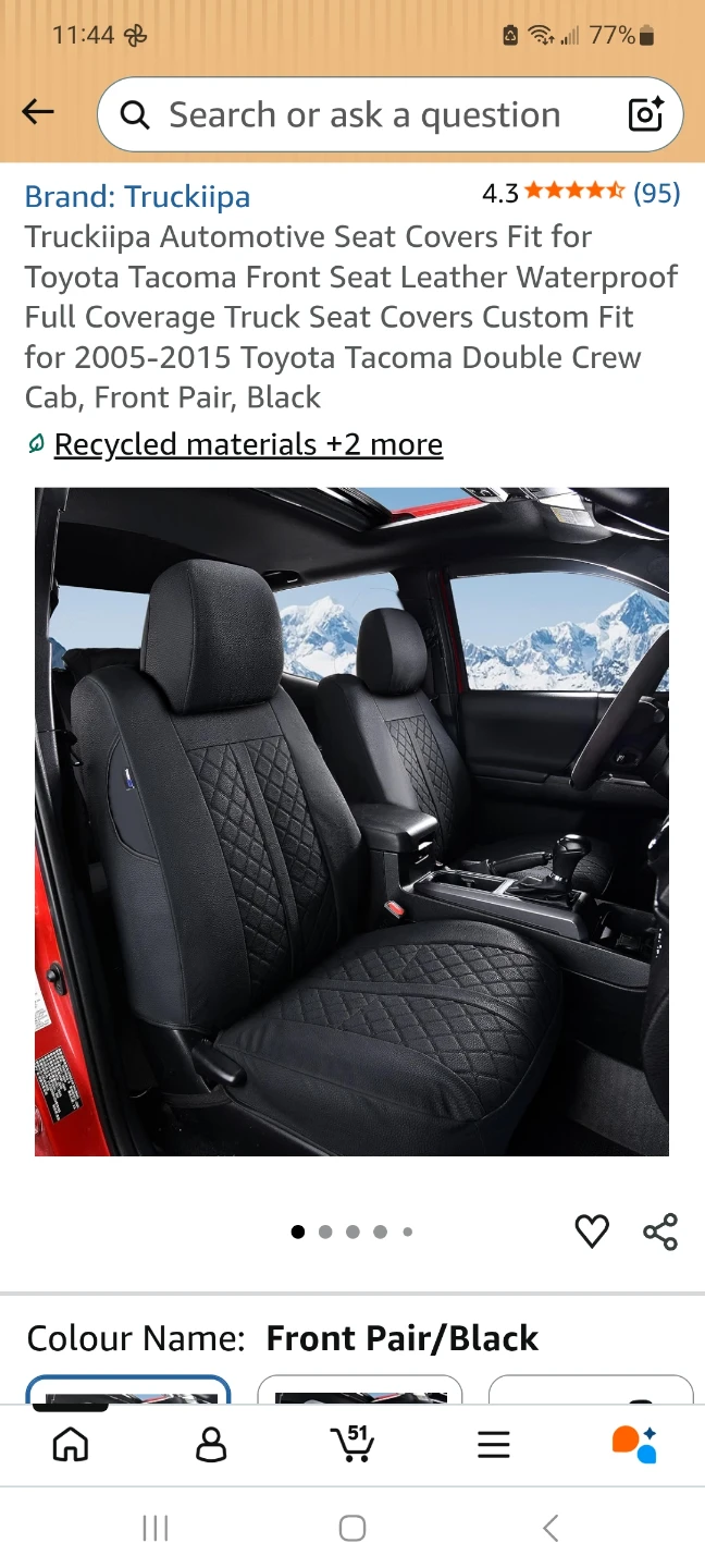 Truckiipa Front Seat Covers for 2005-2015 Toyota Tacoma