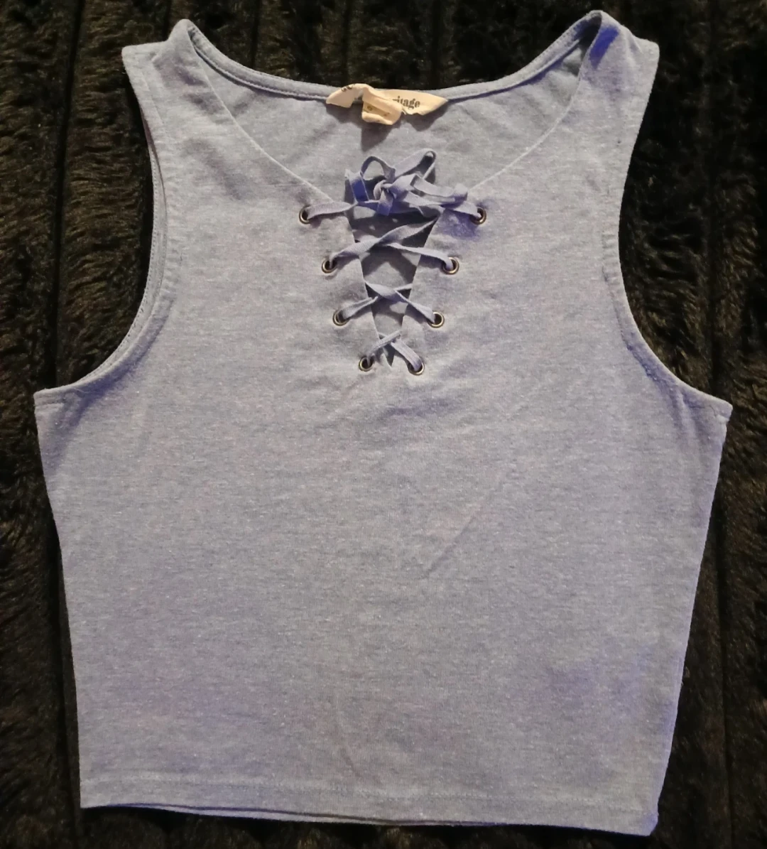 Sexy Blue Lace-Up Tank Top - photo 2
