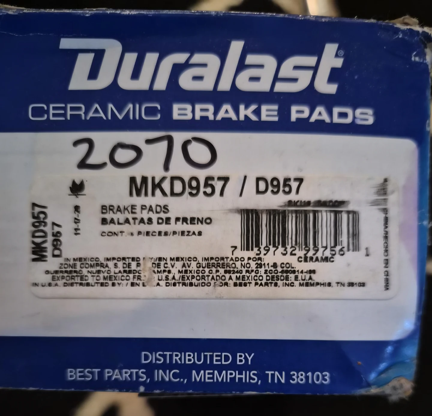 Duralast Ceramic Brake Pads MKD957 - Set of 4