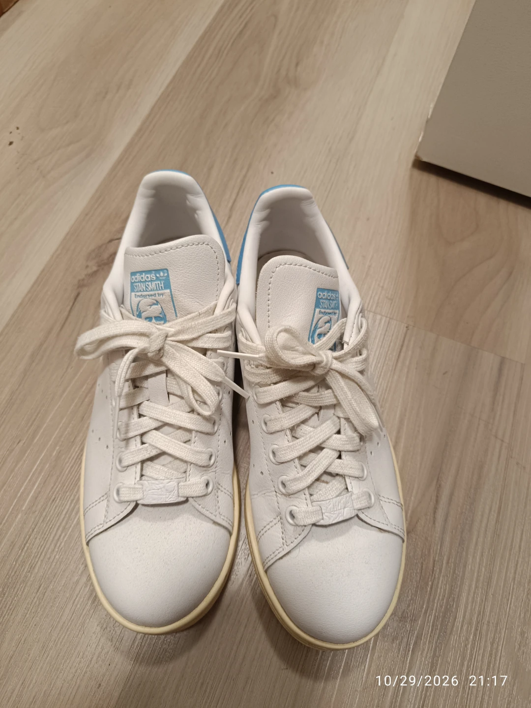 Adidas Stan Smith White and Blue Sneakers - photo 2