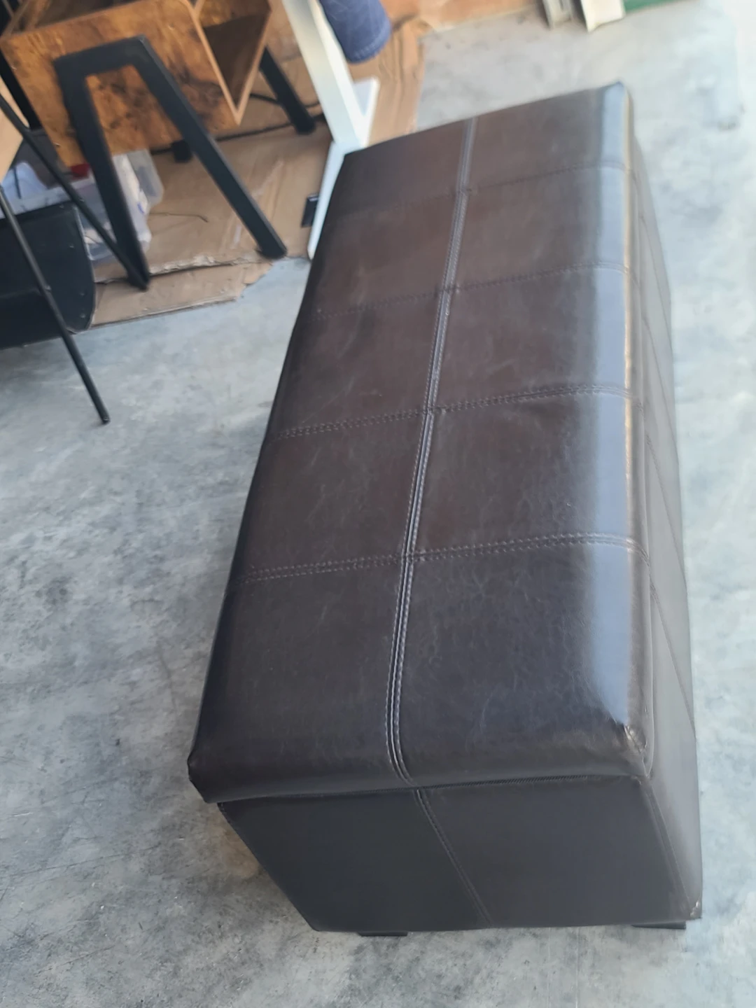 Dark Brown Faux Leather Storage Ottoman Bench - photo 2