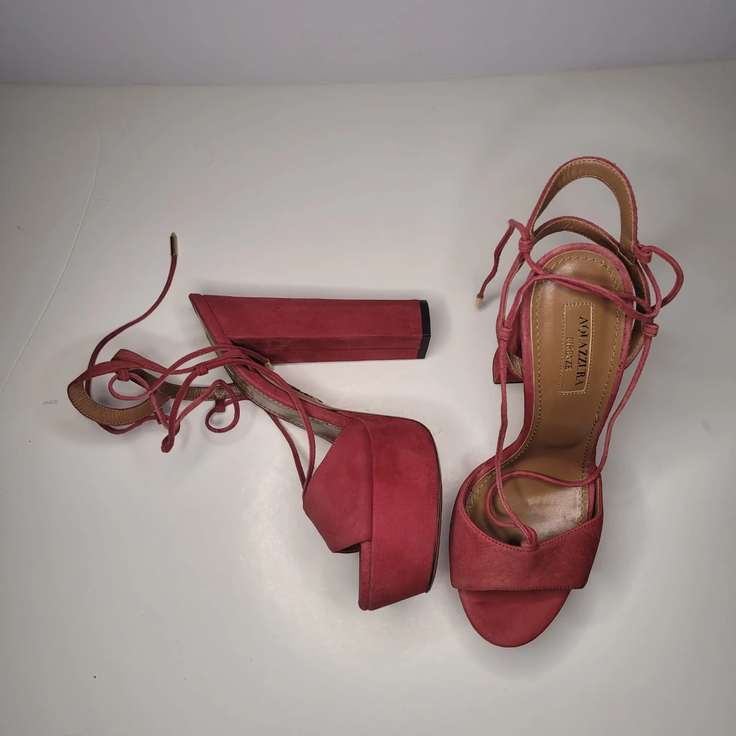 Aquazzura Suede Lace-Up Platform Heels - photo 4
