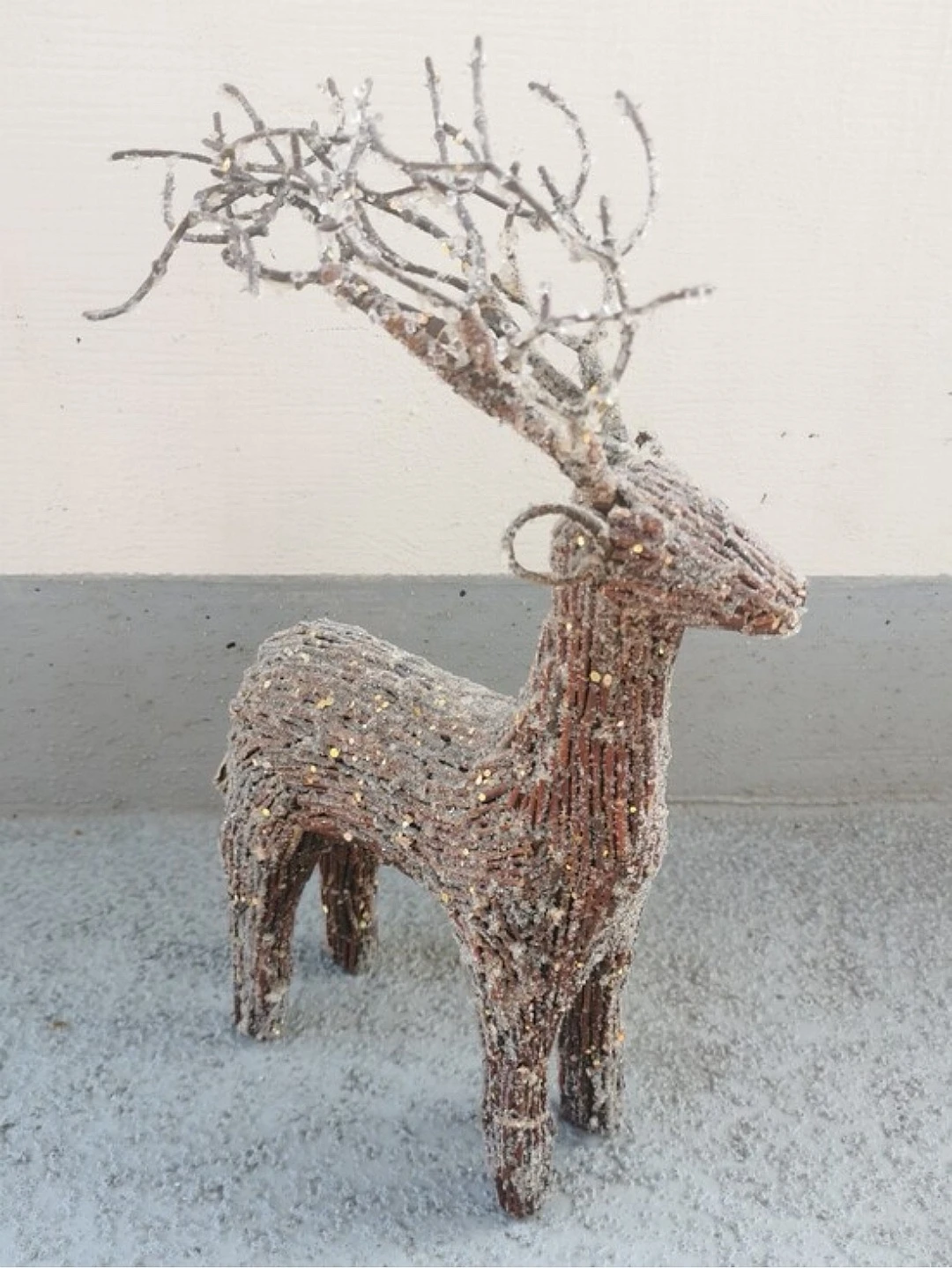 Rustic Fiber Reindeer Sculpture Woodland Christmas Decor 13" - photo 5