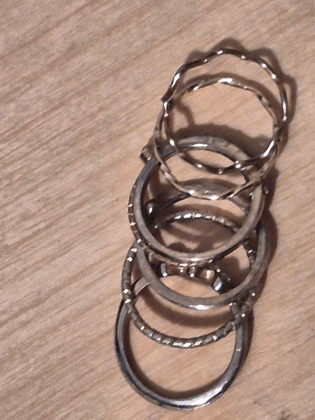 Set of 7 Stackable Silver-Tone Rings
