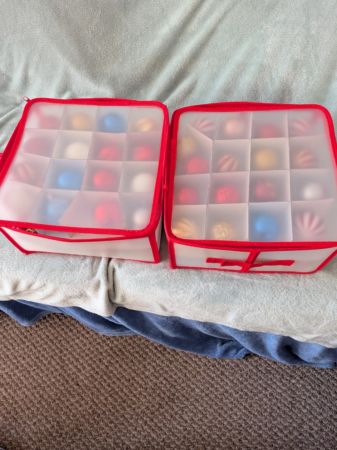 Set of 2 Christmas Ornament Storage Boxes