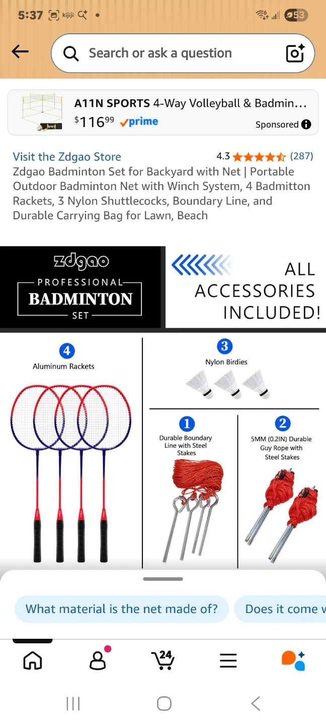 Zdgao Backyard Badminton , pickelball and volleyballSet bnib - photo 3