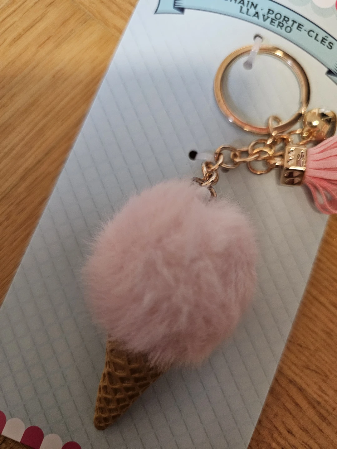 Ice Cream Cone Pom Pom Keychain - photo 2