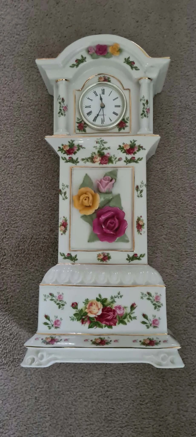 Vintage Porcelain Floral Mantel Clock - photo 4