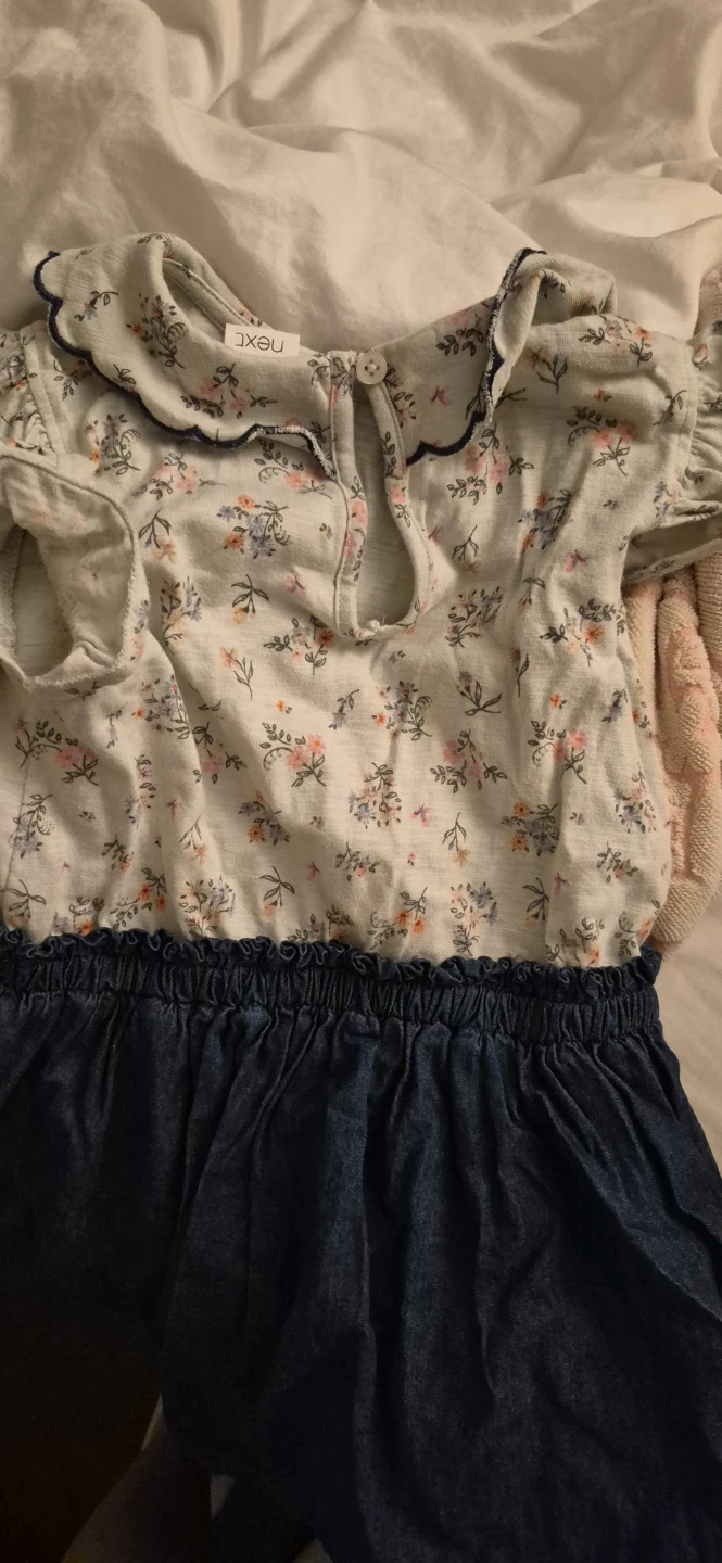Next Girls Floral and Denim Dress - photo 2
