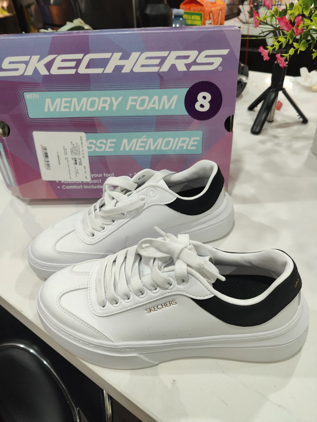 Skechers Women's Memory Foam Sneakers - White/Black
