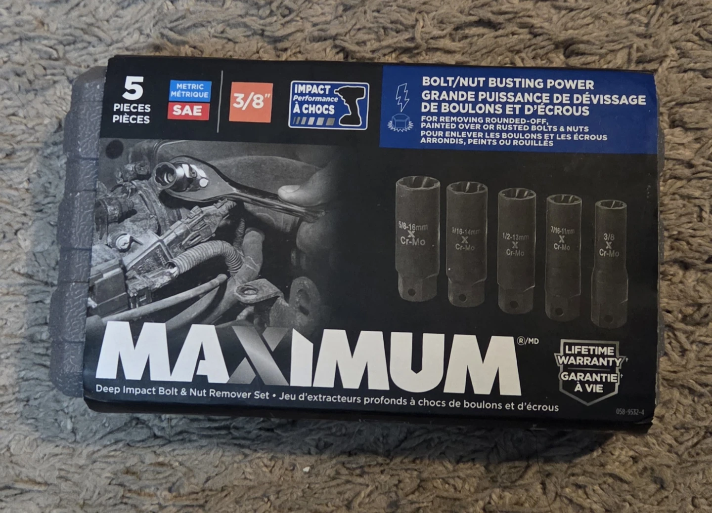 Maximum 5-Piece Deep Impact Bolt & Nut Remover Set