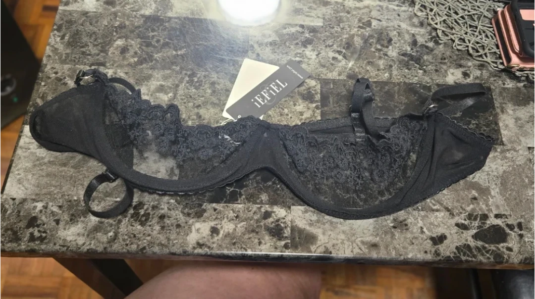 NWT iEFiEL Black Sheer Lace 1/4 Cup Underwired Bra Top