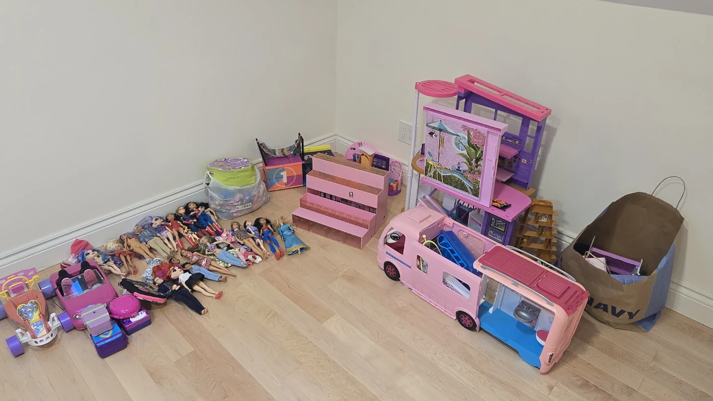 Large Barbie Doll House, Vehicle, and Accessories Set