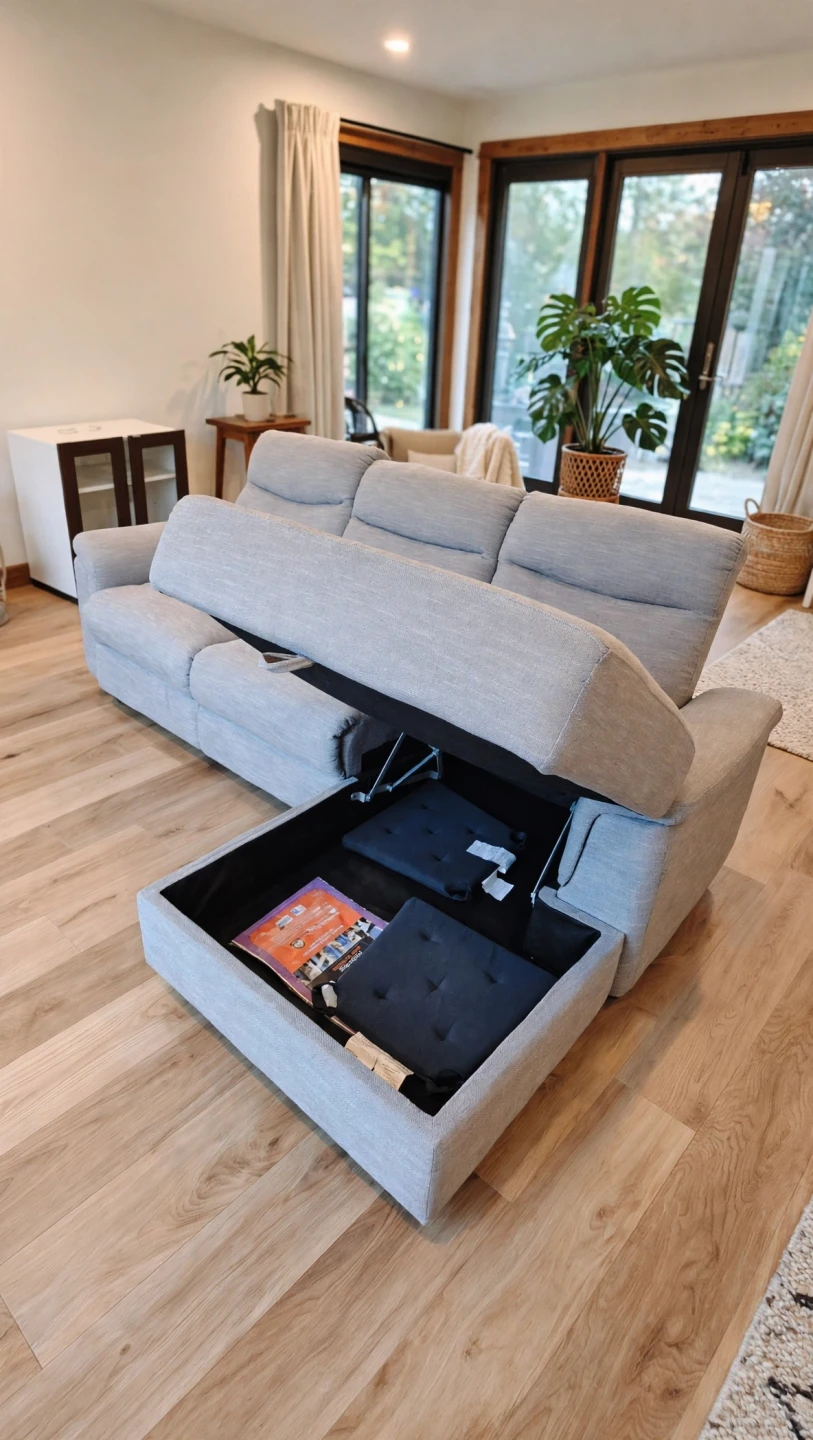 Light grey sectional sofa with storage - photo 2