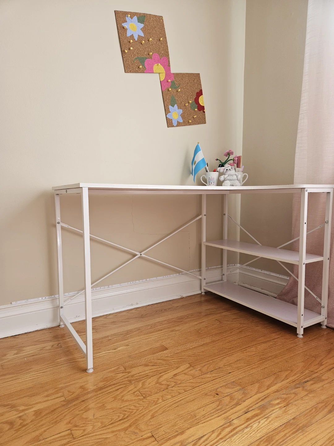 White Corner Desk with Shelves - photo 3