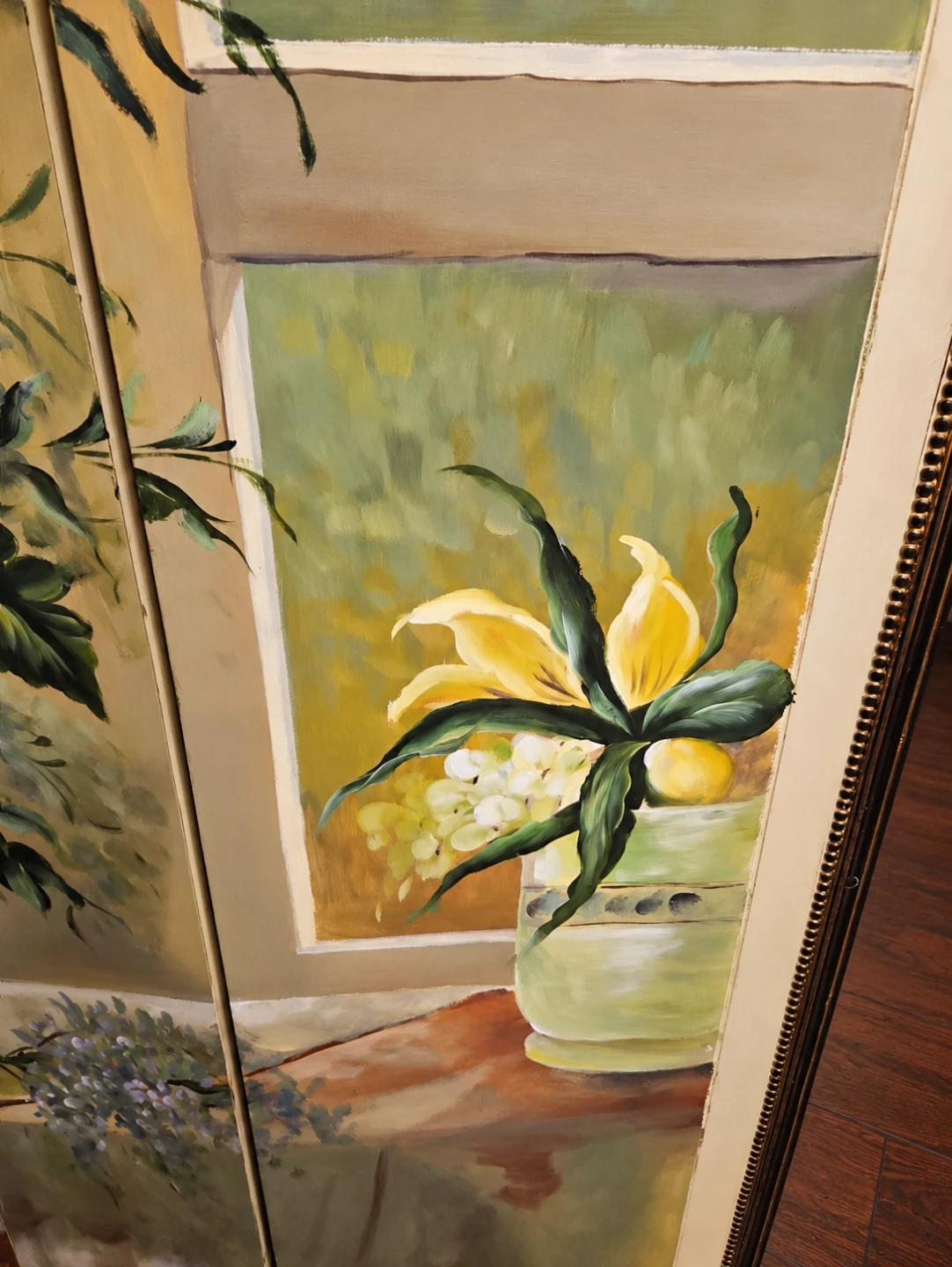 Vintage 80s Handpainted Room Divider 71x58 - photo 5