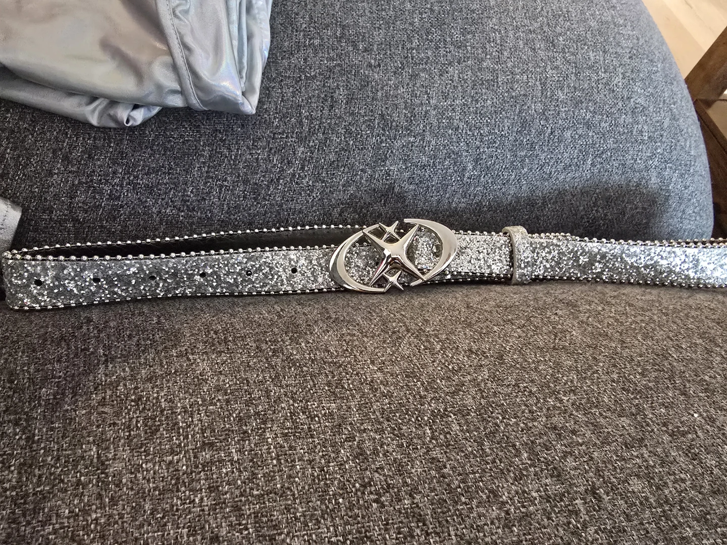Silver Glitter Belt with Star Buckle