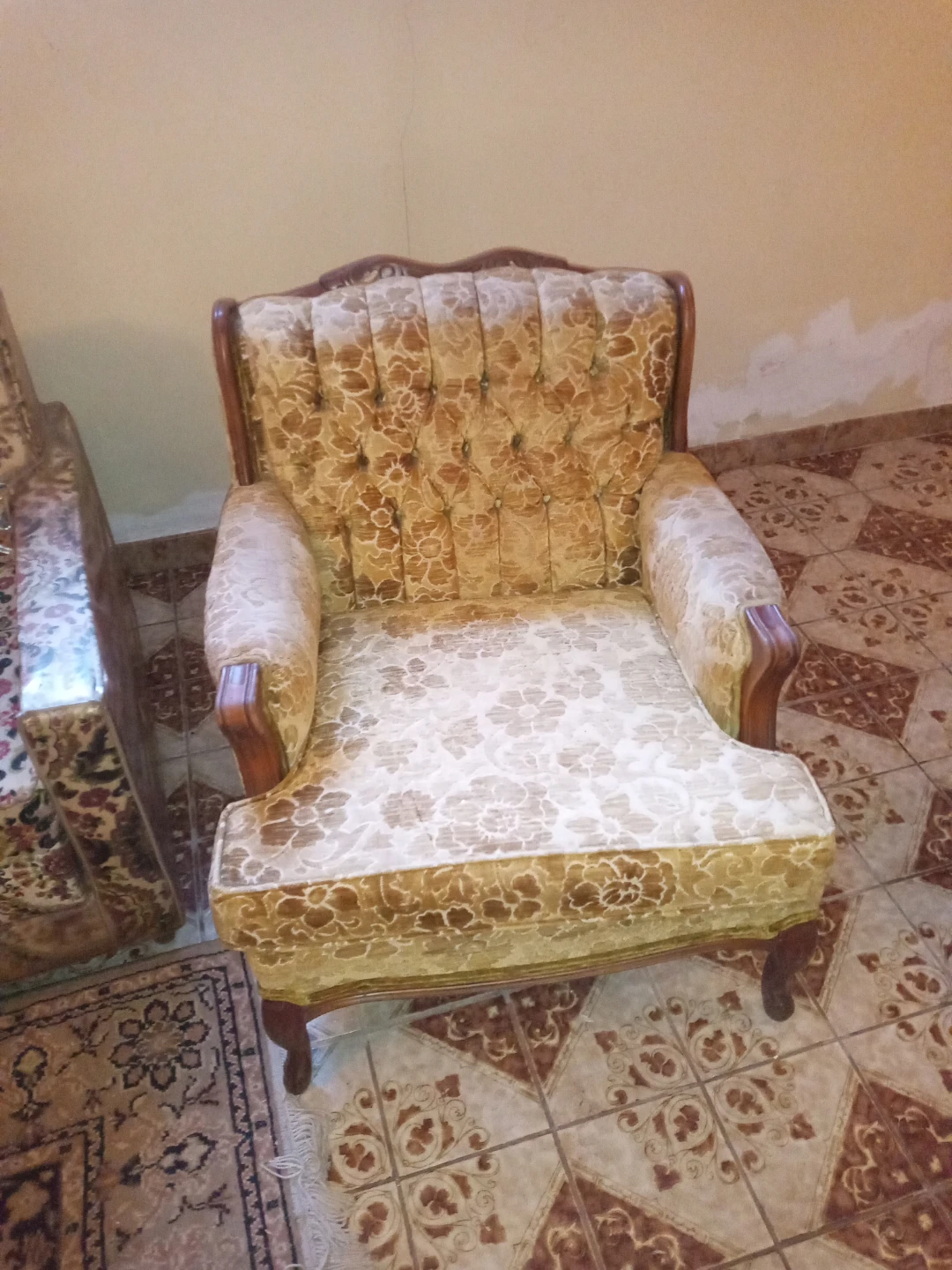 Vintage Floral Upholstered Armchair