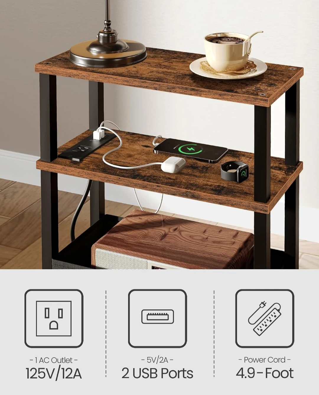 Rustic Bedside Charging Table - photo 4