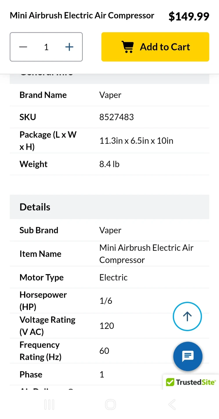 Vaper Mini Airbrush Electric Air Compressor AS18-2S - photo 3