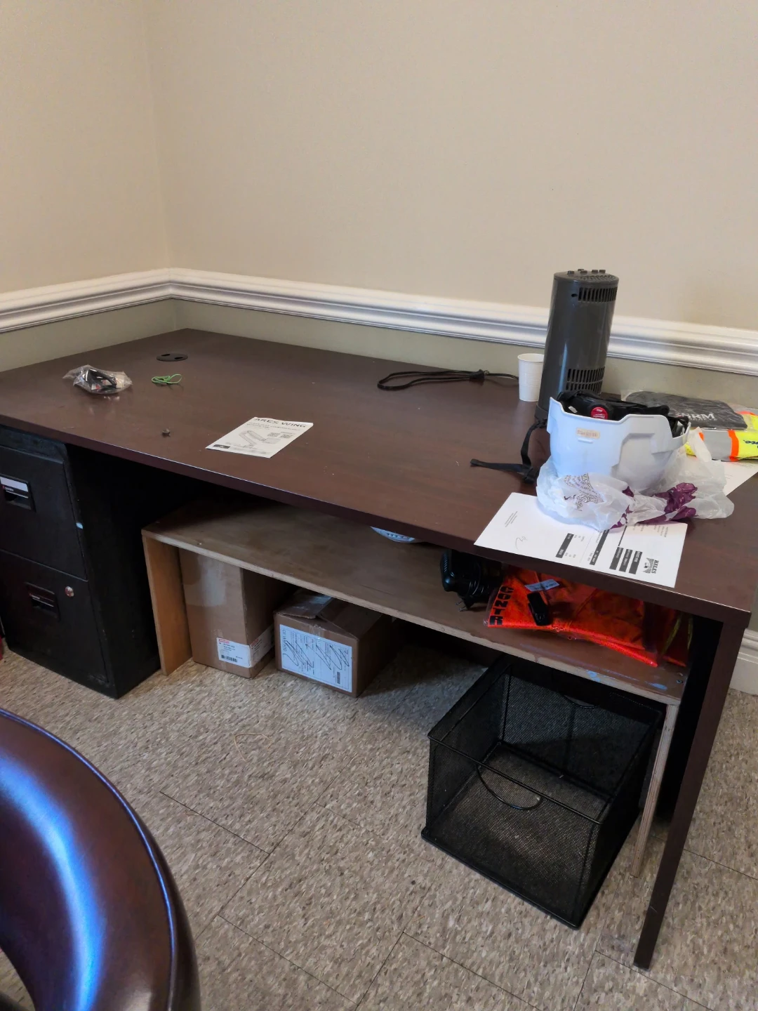 Various desks and L-Shaped Desks with File Cabinet