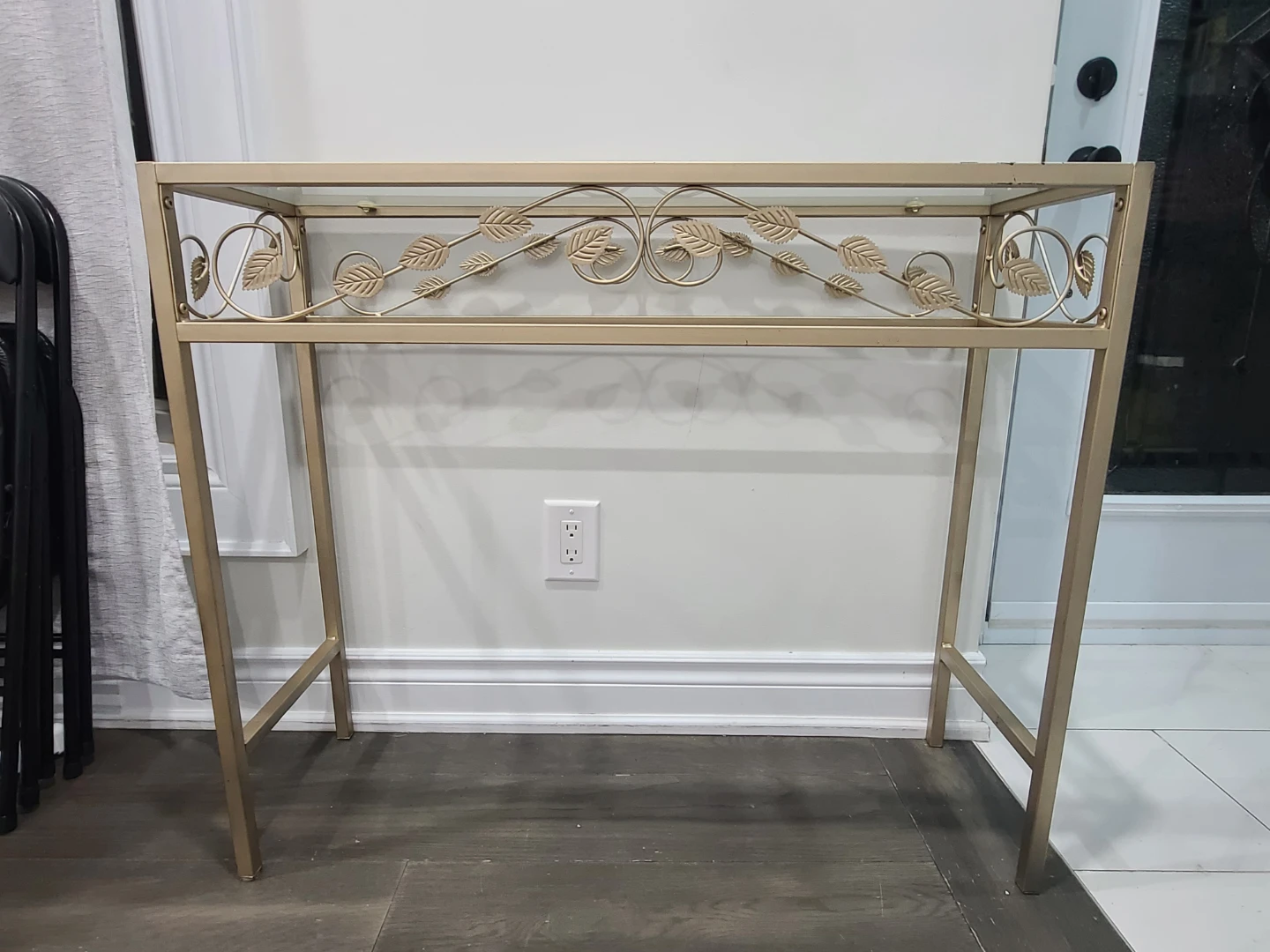 Gold Metal and Glass Console Table