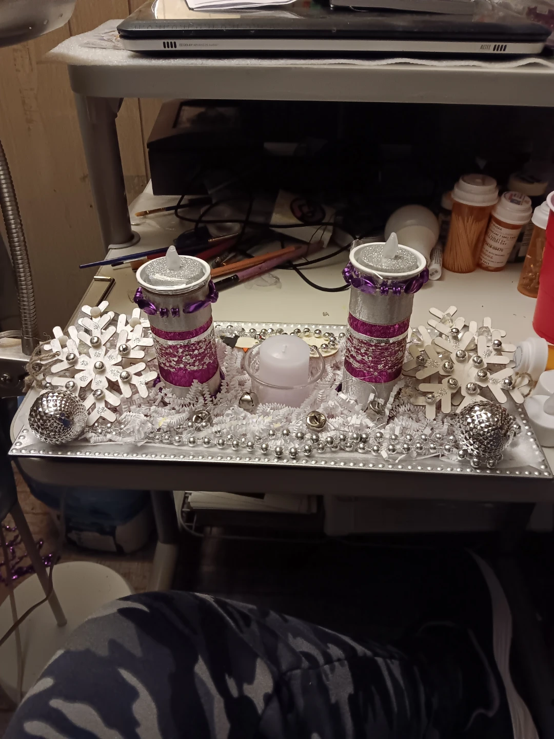Two Decorative Christmas Centerpiece Trays
