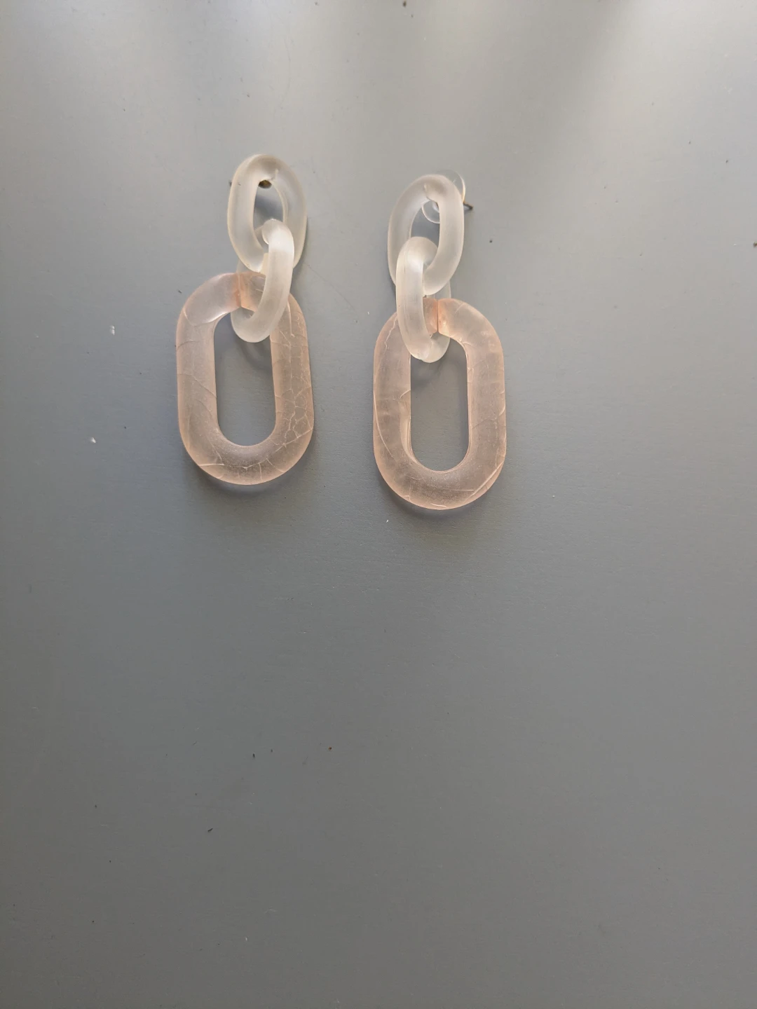 Frosted Clear Pink Acrylic Chain Link Dangle Earrings, 2.25 Inch - photo 3