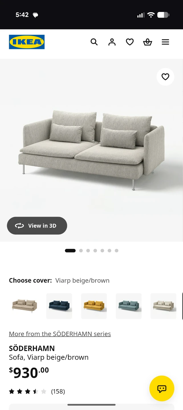 IKEA SÖDERHAMN Sofa, Viarp beige/brown