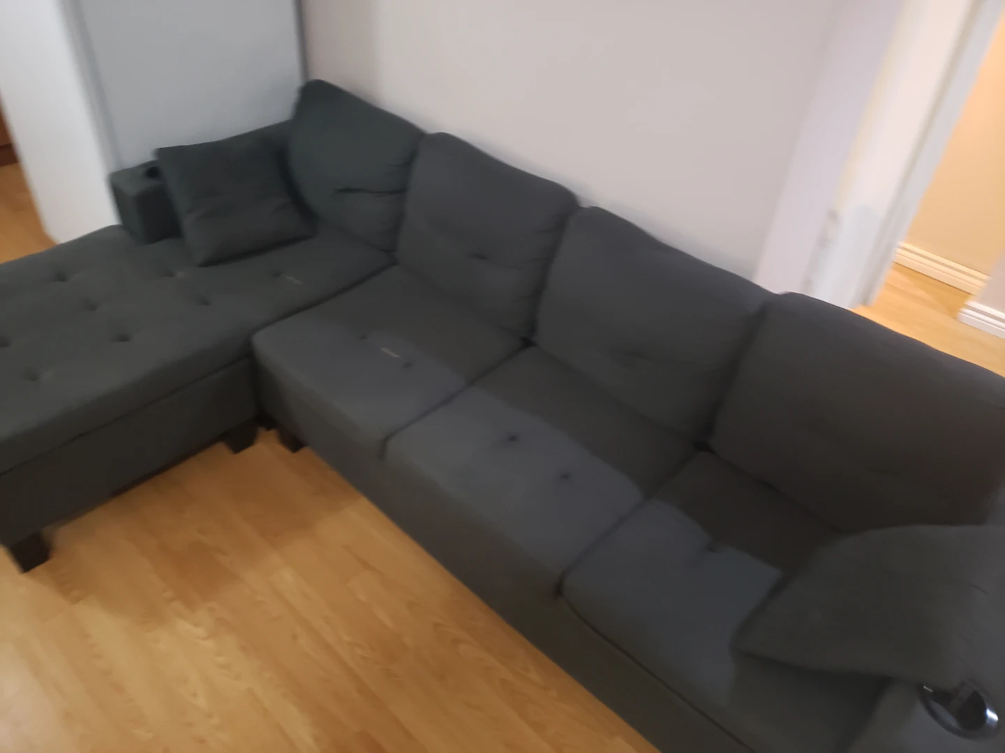 Free Dark Grey Sectional Sofa with Cup Holder - photo 4