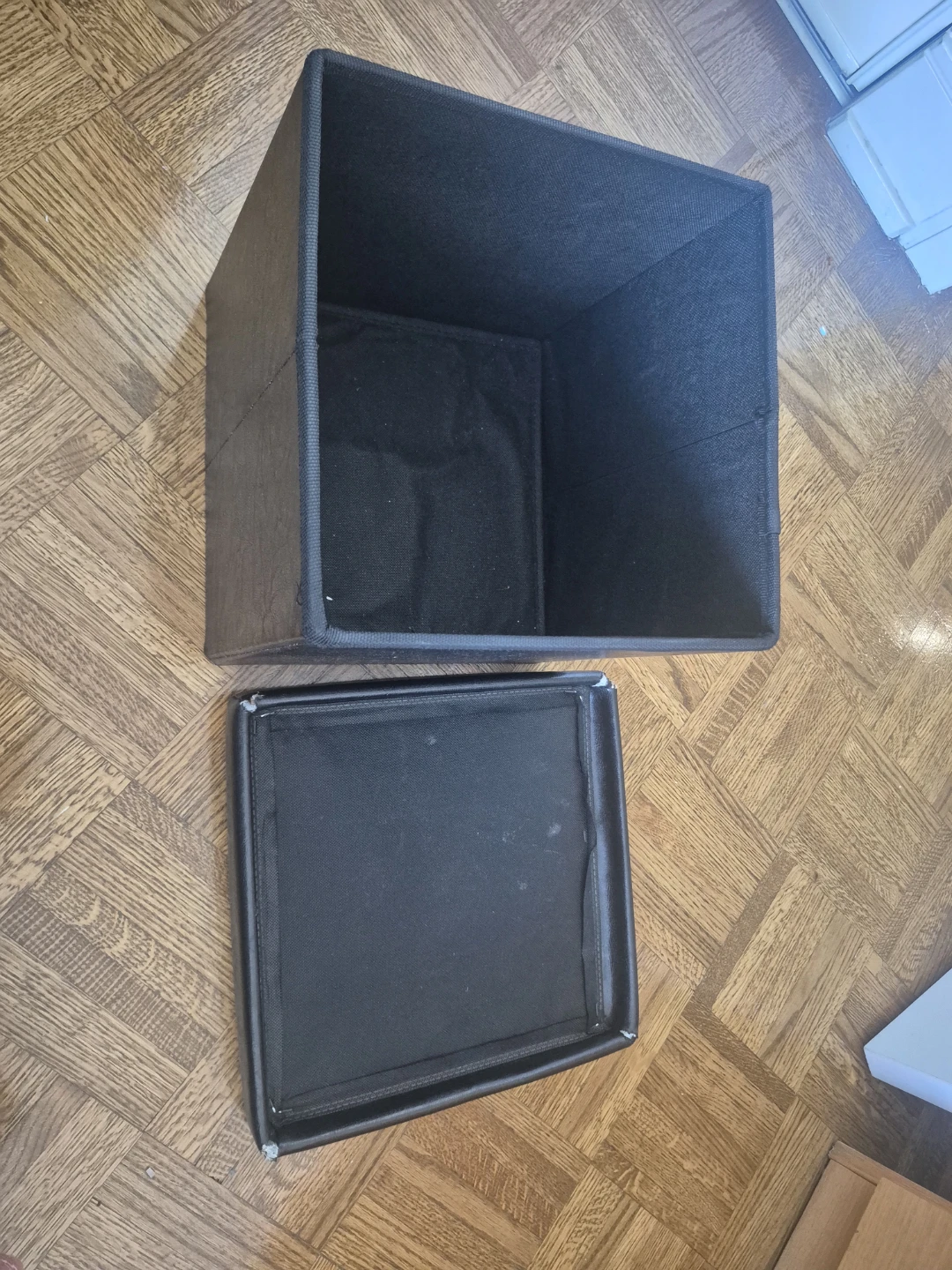Black Folding Storage Ottoman - photo 2