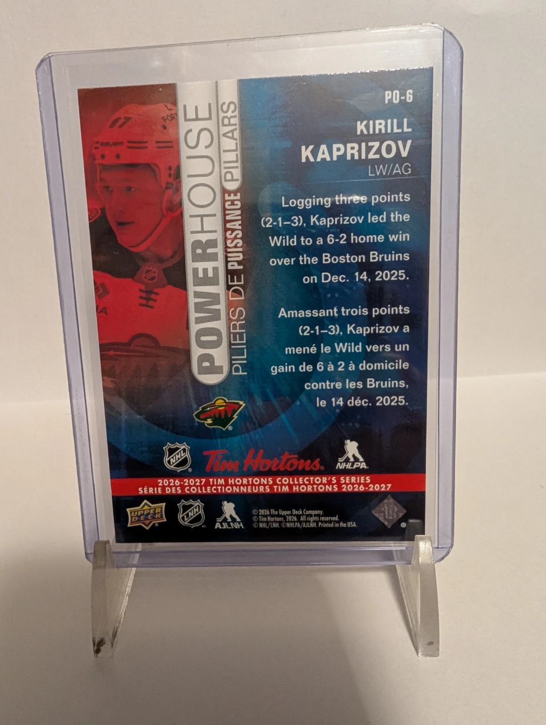 Kirill Kaprizov Powerhouse Upper Deck Hockey Card - photo 2