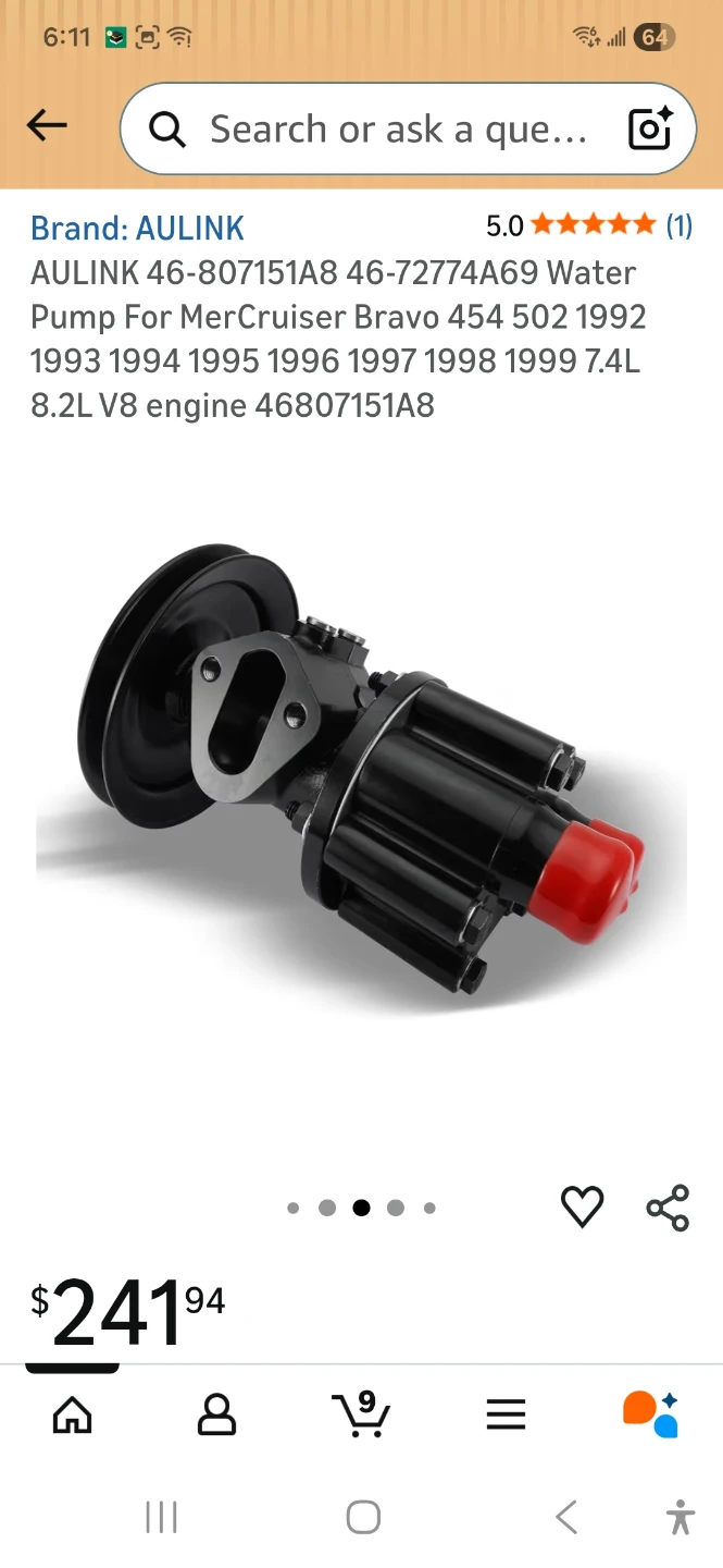 AULINK Water Pump for MerCruiser Bravo - photo 4