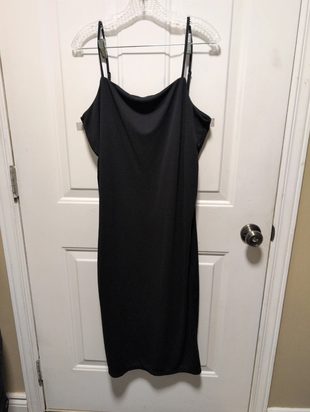 Black Cowl Neck Midi Dress