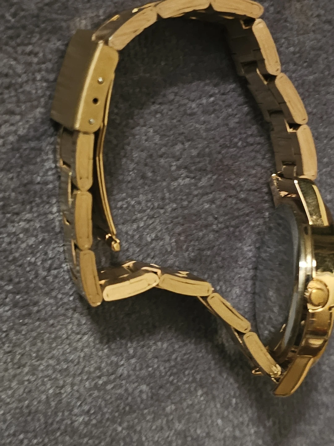 Gold-tone Quartz Wristwatch with Crystal Bezel - photo 3