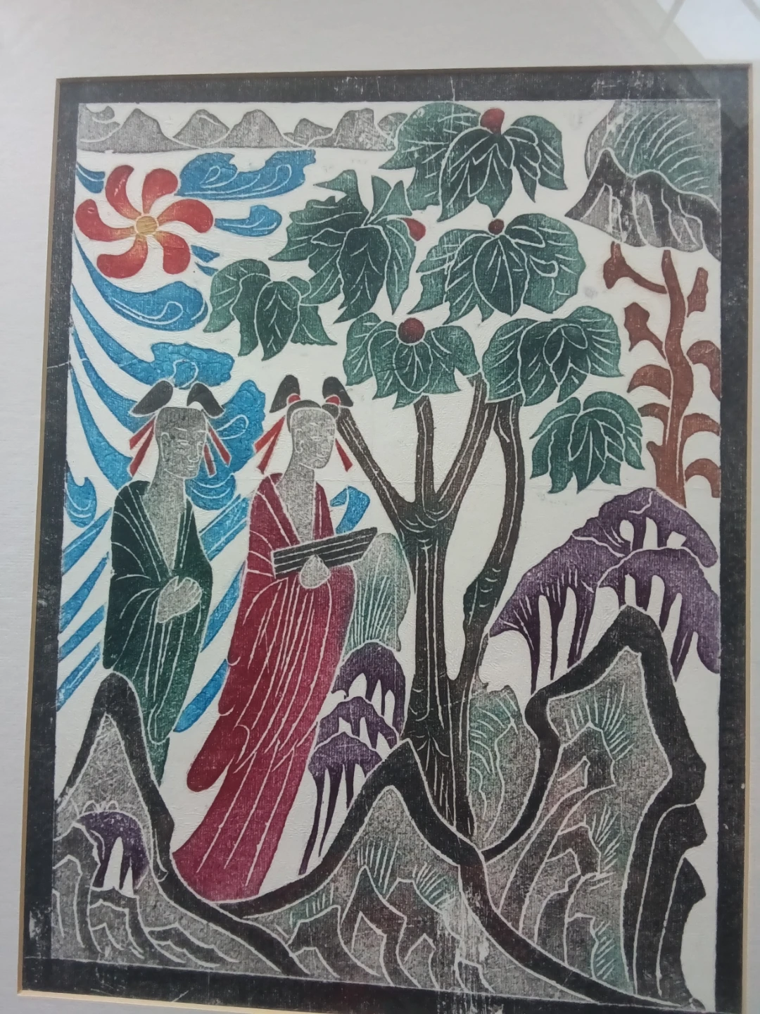Framed Traditional East Asian Woodblock Art Print - photo 3