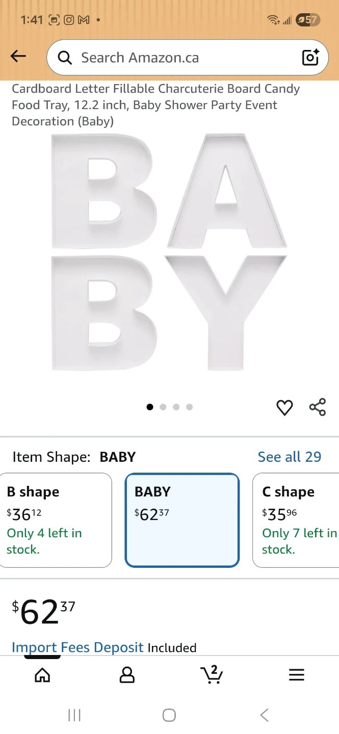 BABY Letter Fillable Charcuterie Trays