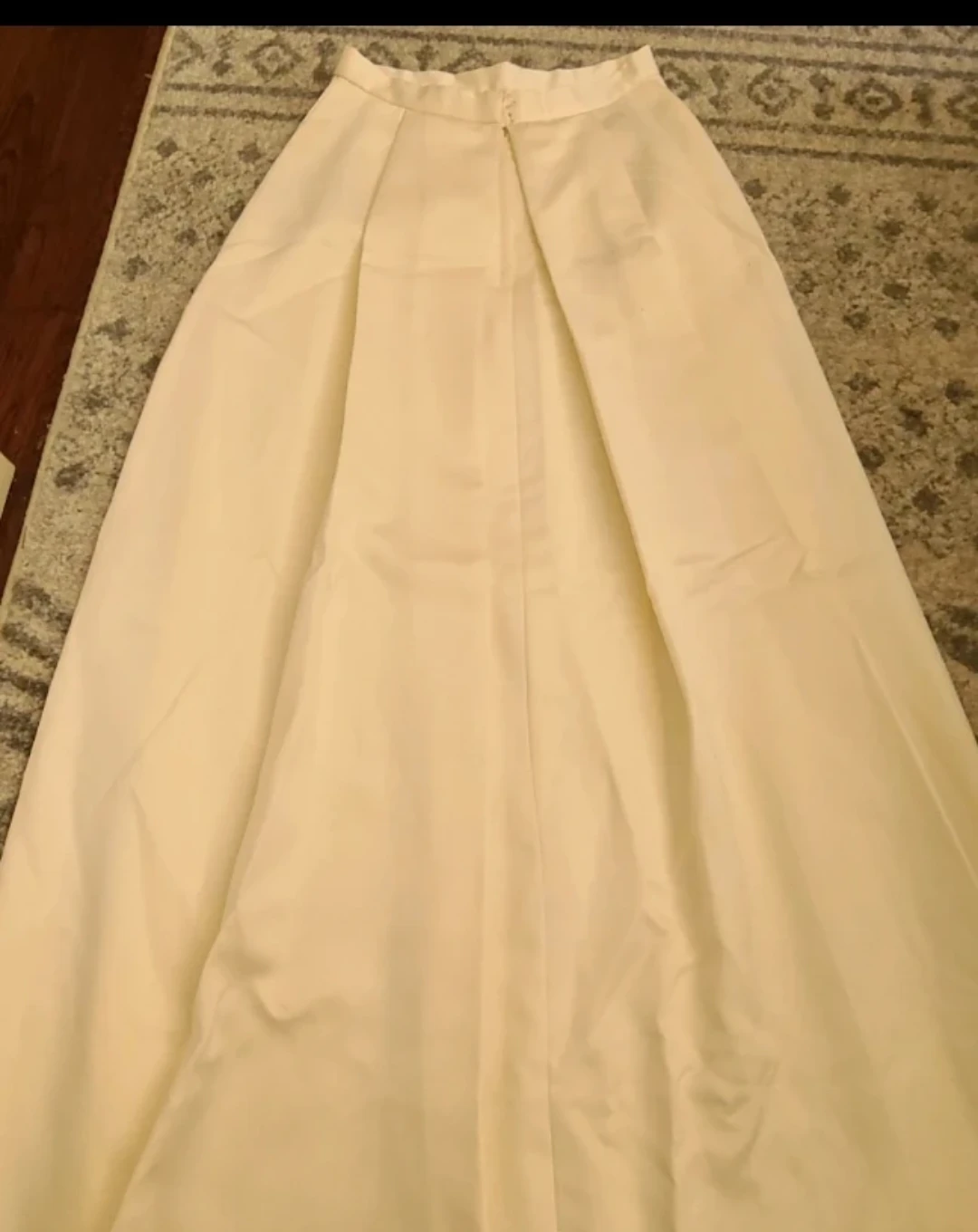 Cream Long Pleated Skirt