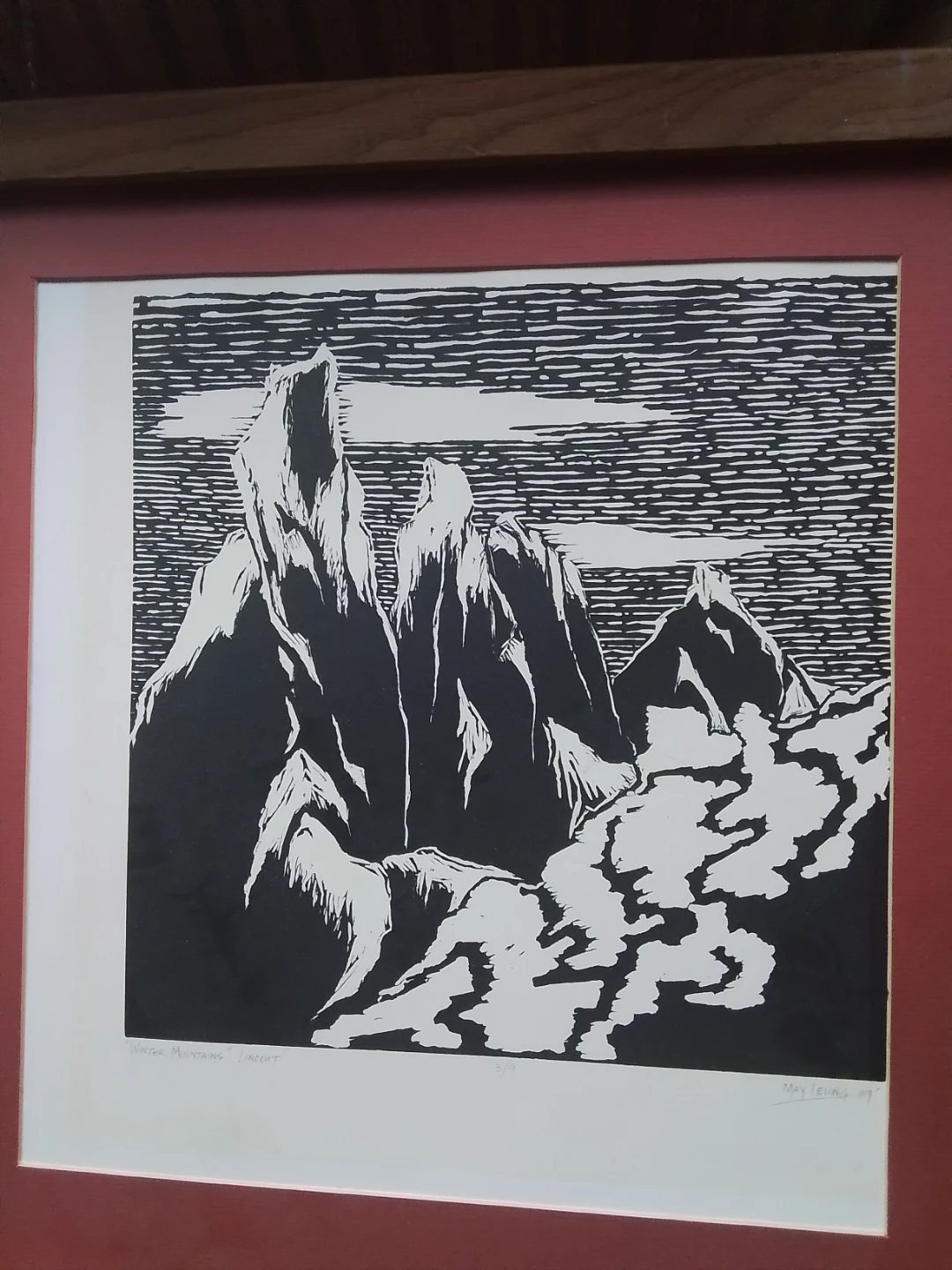 Winter Mountains Linocut Art by May Leung - photo 2