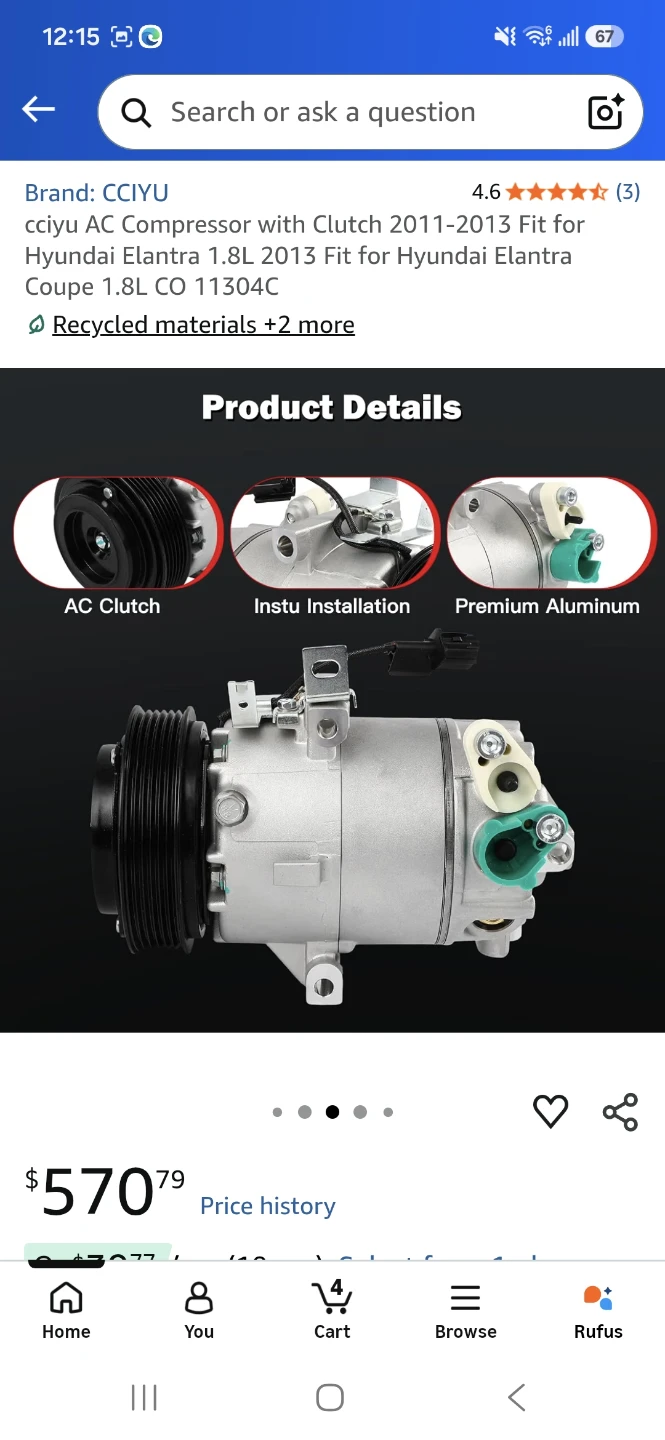 CCIYU AC Compressor with Clutch for Hyundai Elantra