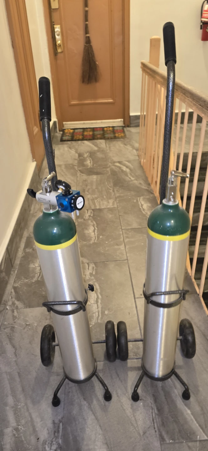 Two Portable Oxygen Tank Carts