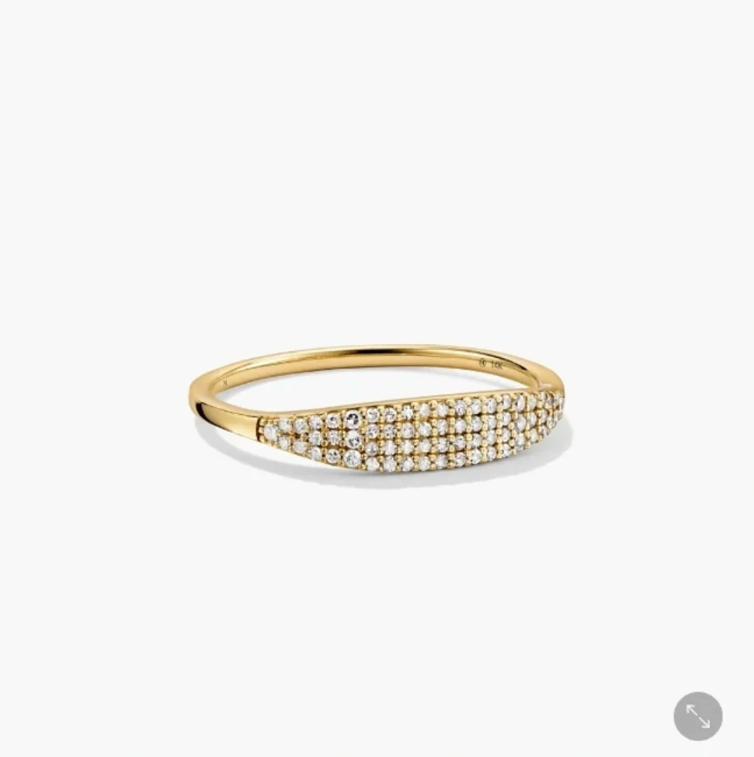 Mejuri Pavé Diamond Slim Signet Ring