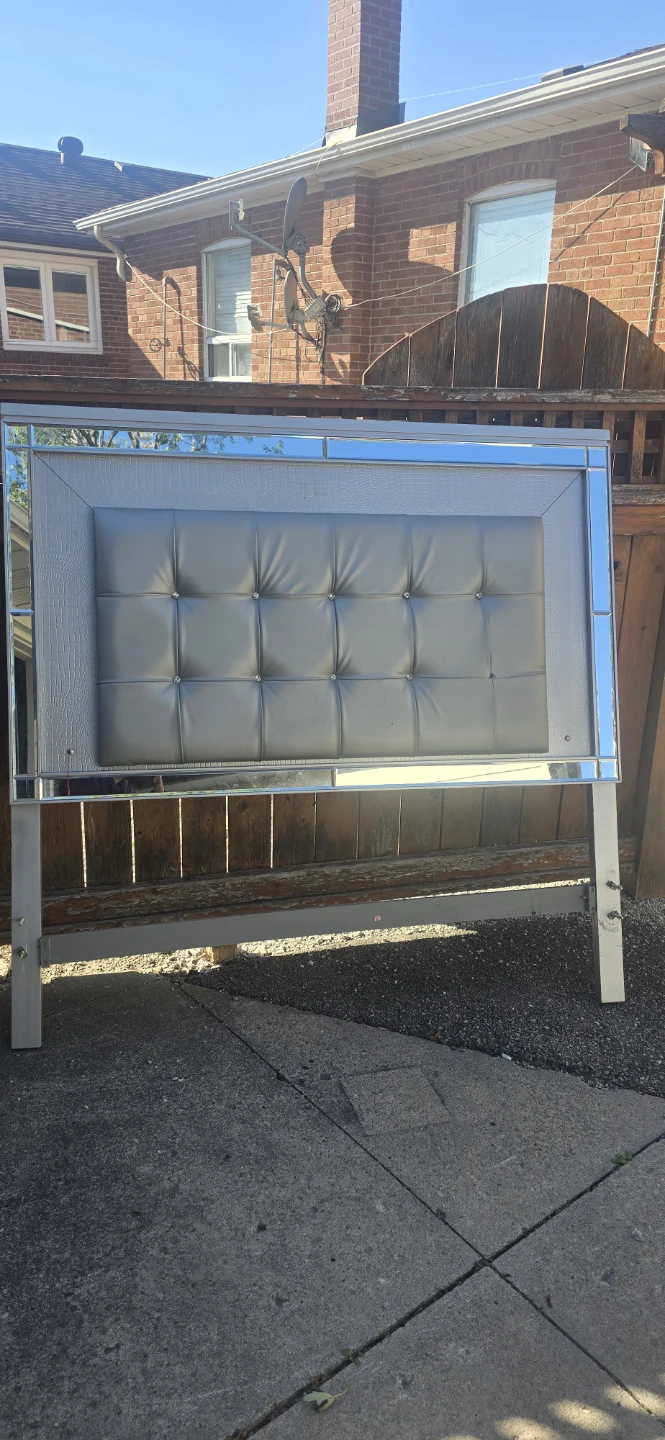 Mirrored Upholstered Queen Headboard